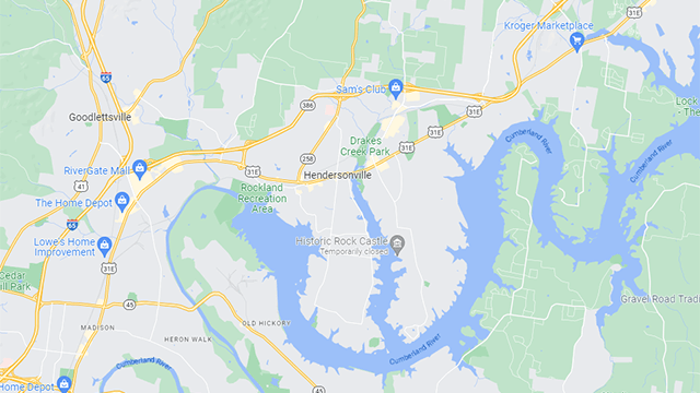 Area map of Hendersonville, TN.