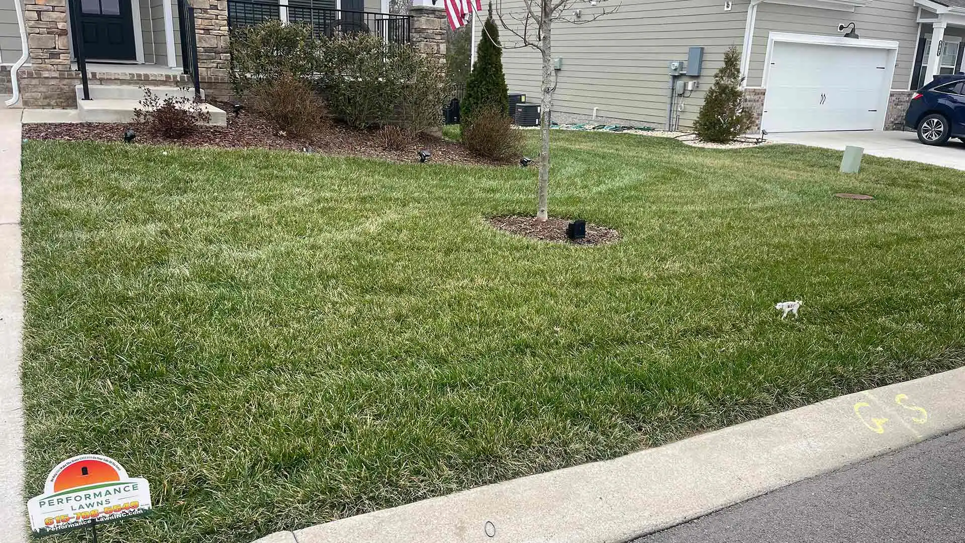 Small serviced lawn in Brentwood, TN.